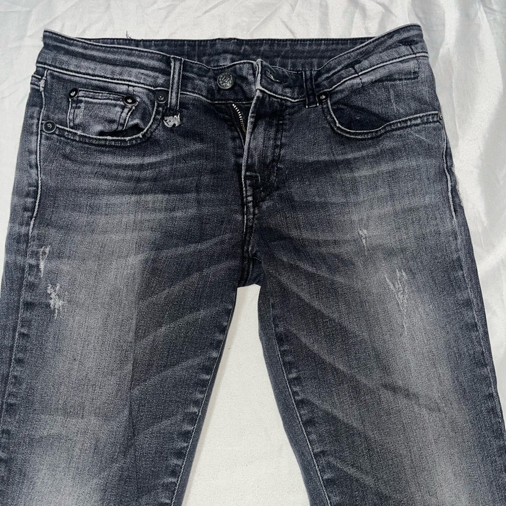 R13 Gray Skinny Jeans Traditional Rigid Denim